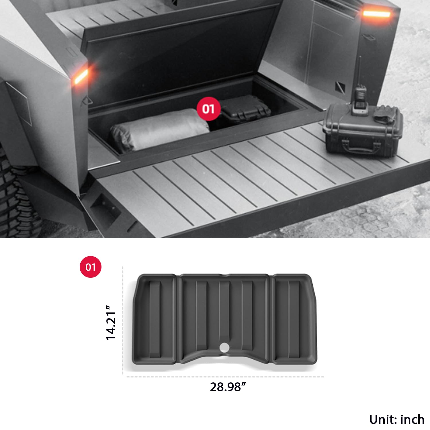 Set de 5 tapetes para piso para accesorios Cybertruck 2023 - Imagen 4
