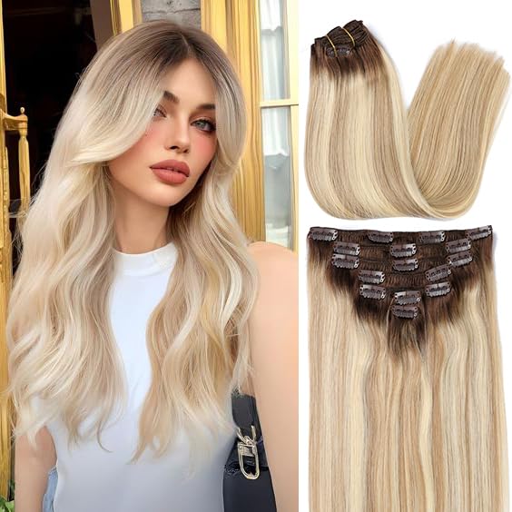 Extensiones de Cabello Clip en Cabello Real Remy Rubio