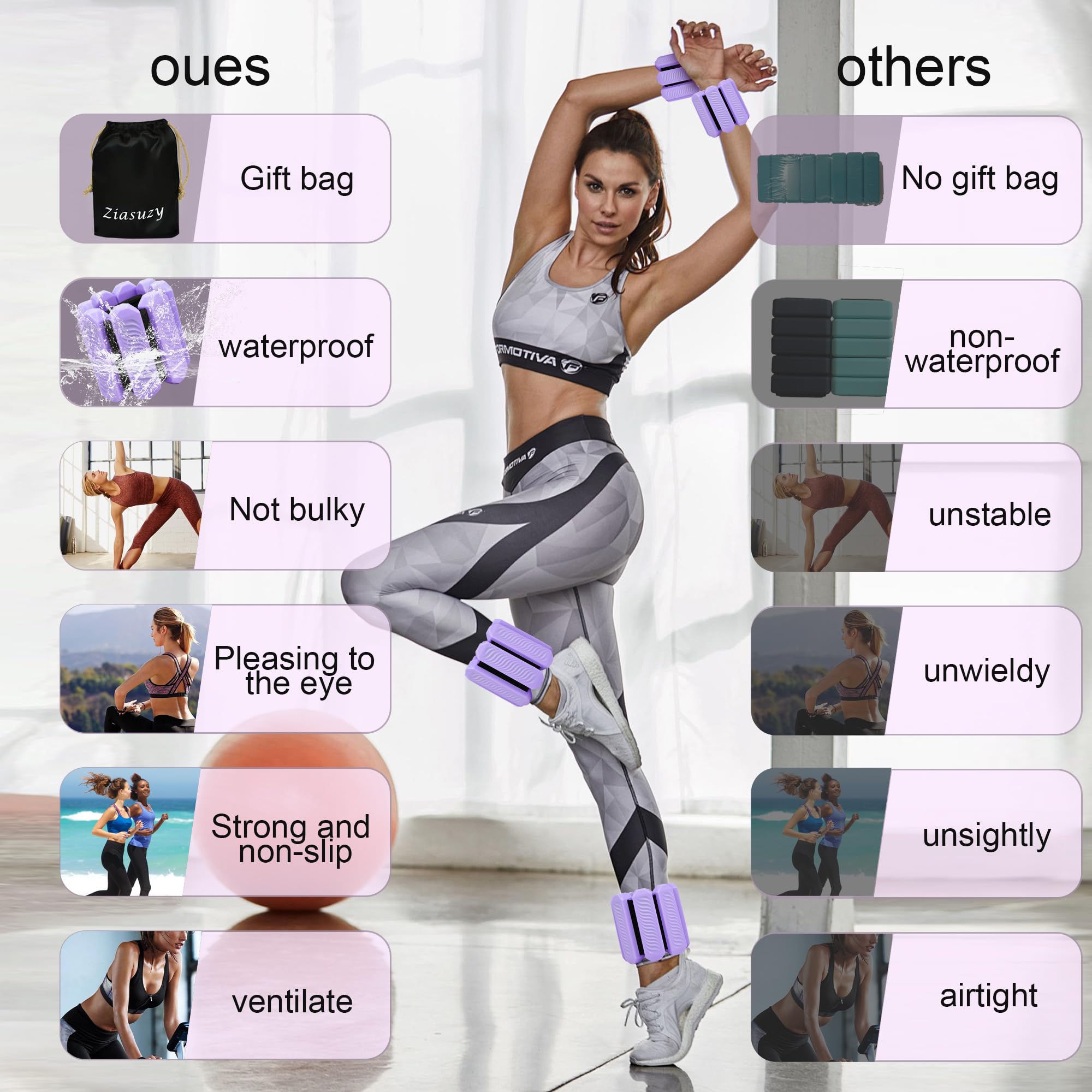 Pesas de Muñeca y Tobillo para Mujeres, Set Ajustable de - Imagen 5