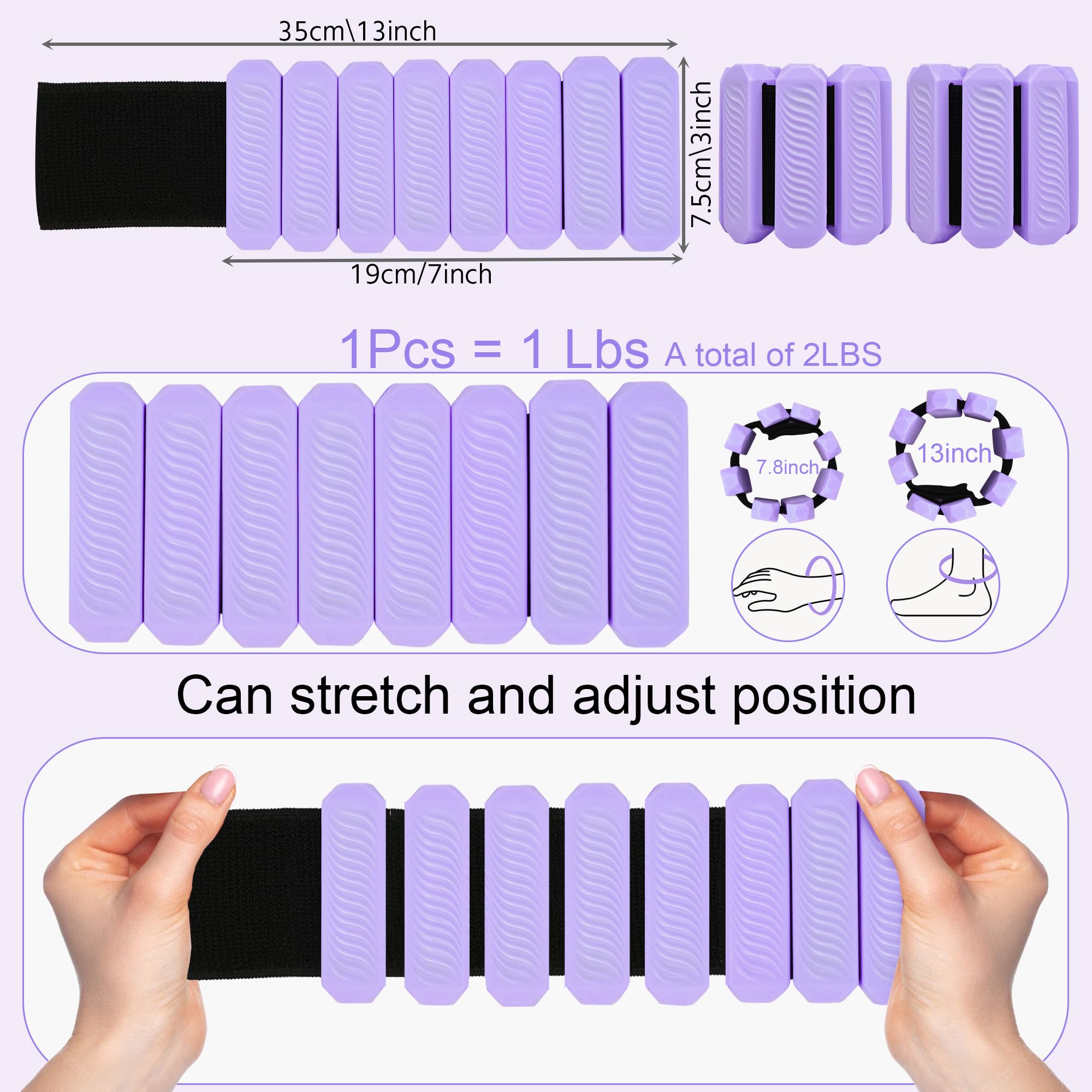 Pesas de Muñeca y Tobillo para Mujeres, Set Ajustable de - Imagen 3