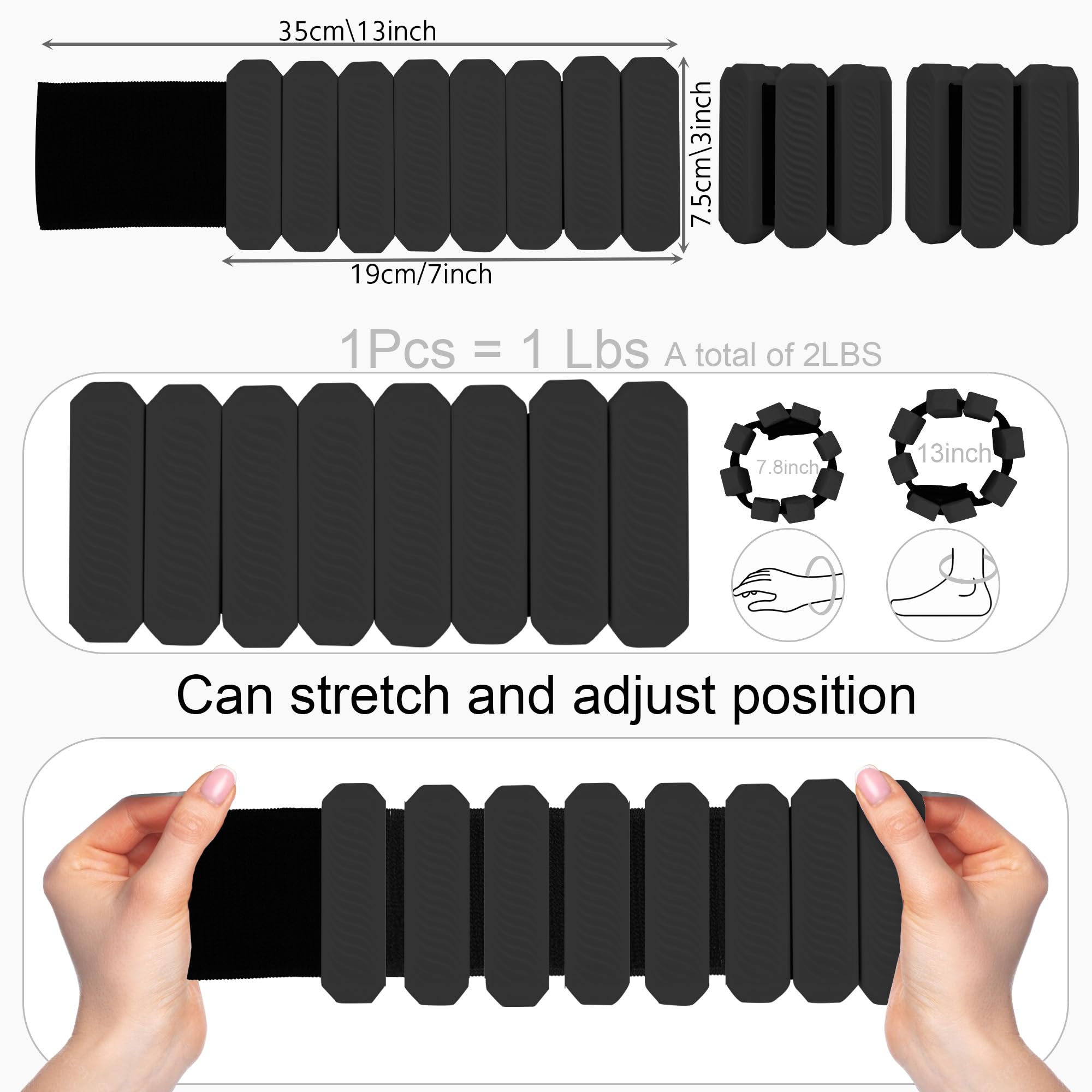 Pesas Ajustables para Tobillo y Muñeca para -negro - Imagen 3