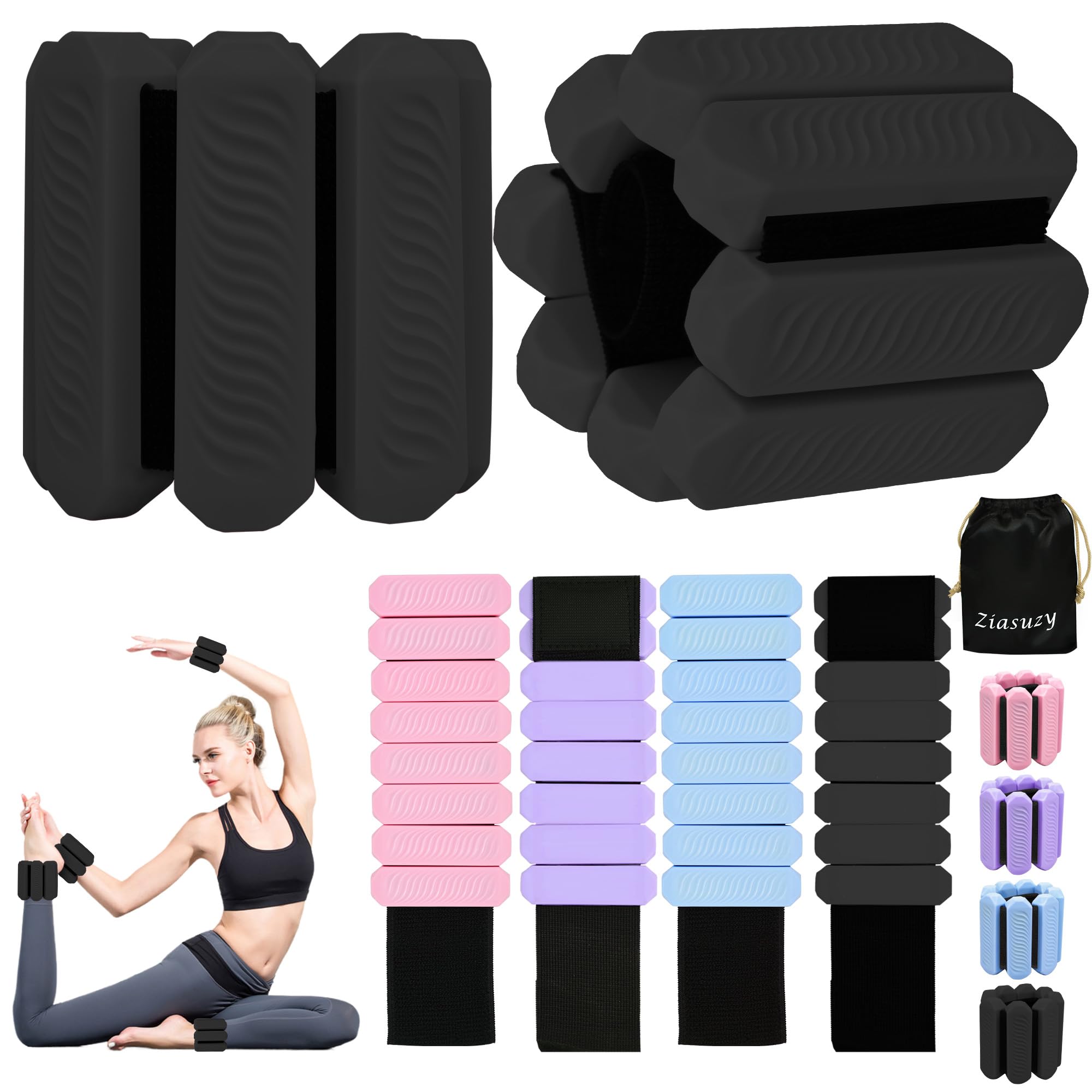 Pesas Ajustables para Tobillo y Muñeca para -negro