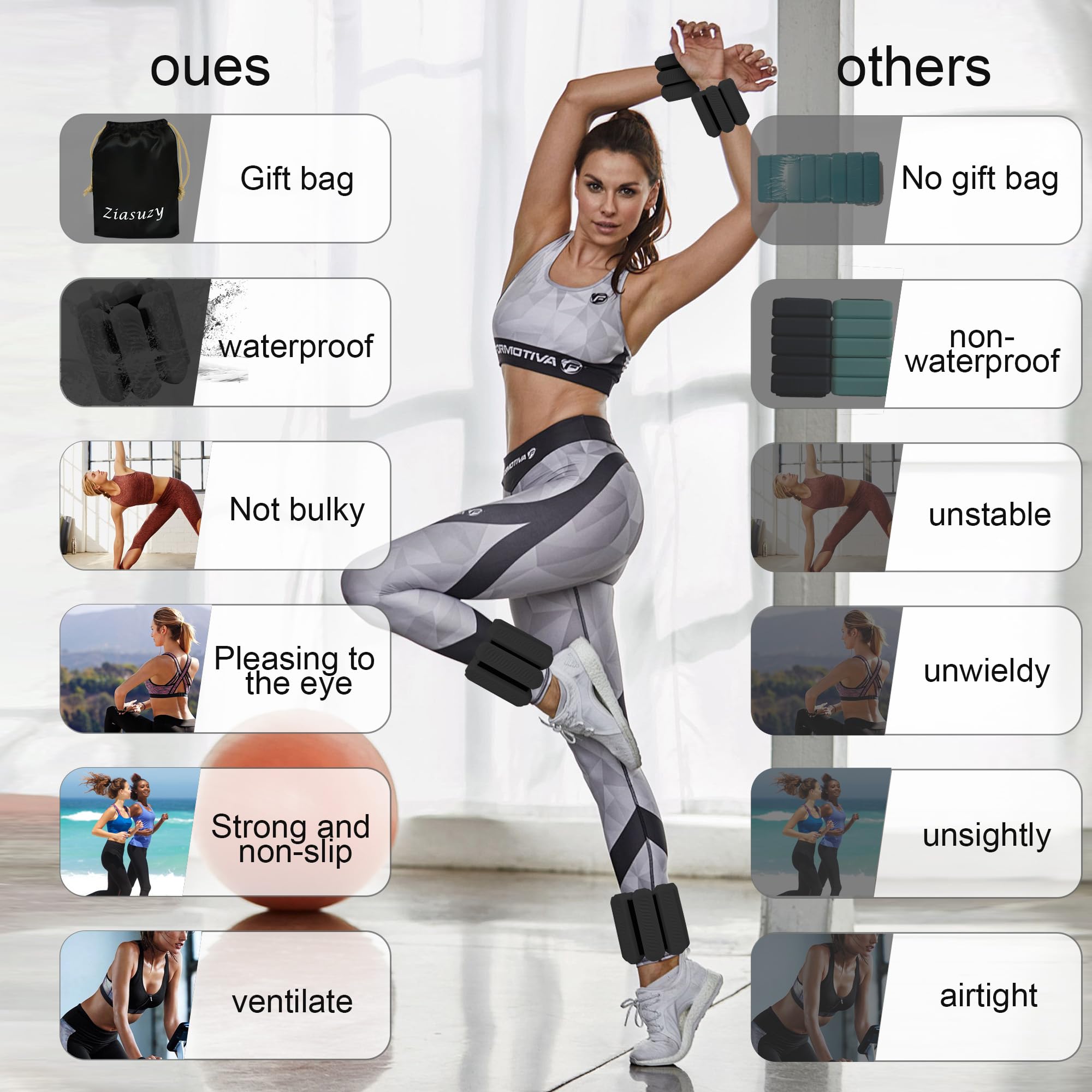 Pesas Ajustables para Tobillo y Muñeca para -negro - Imagen 5