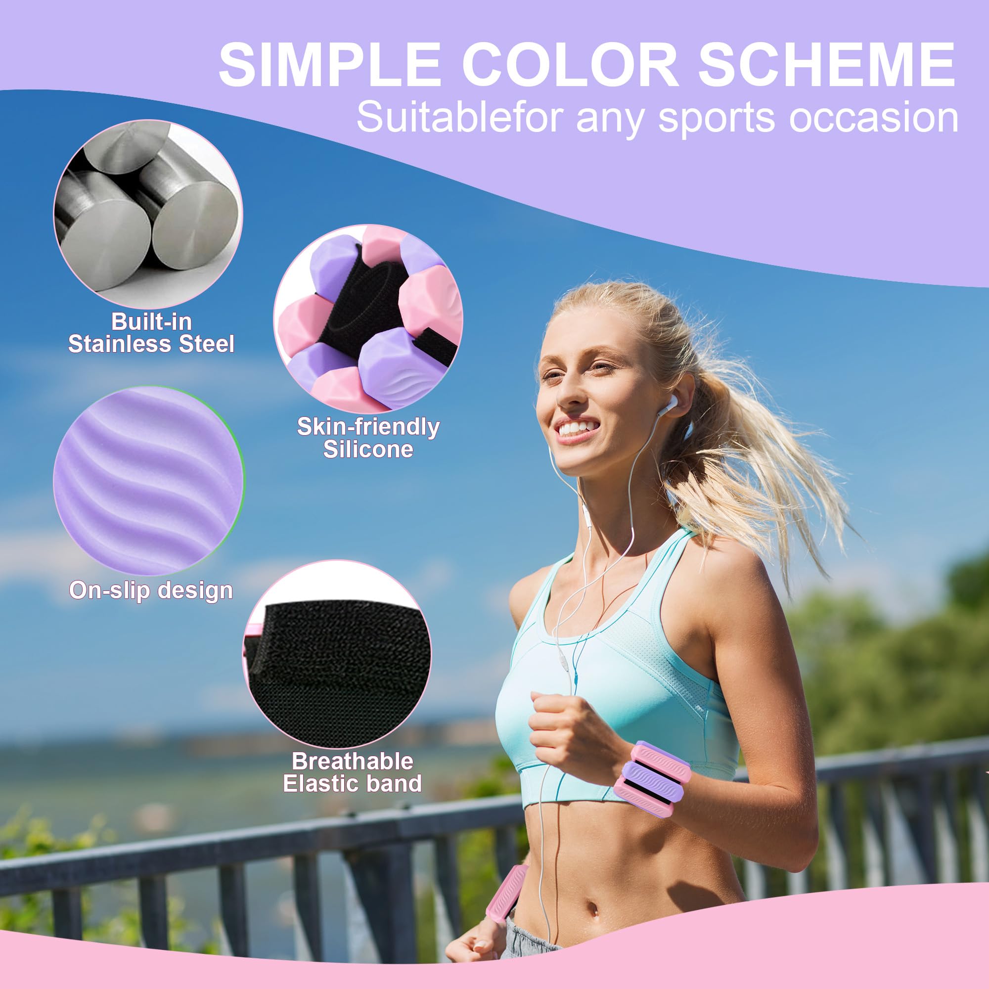 Pesas para Tobillo y Muñeca para Mujeres, -rosa-morado - Imagen 5