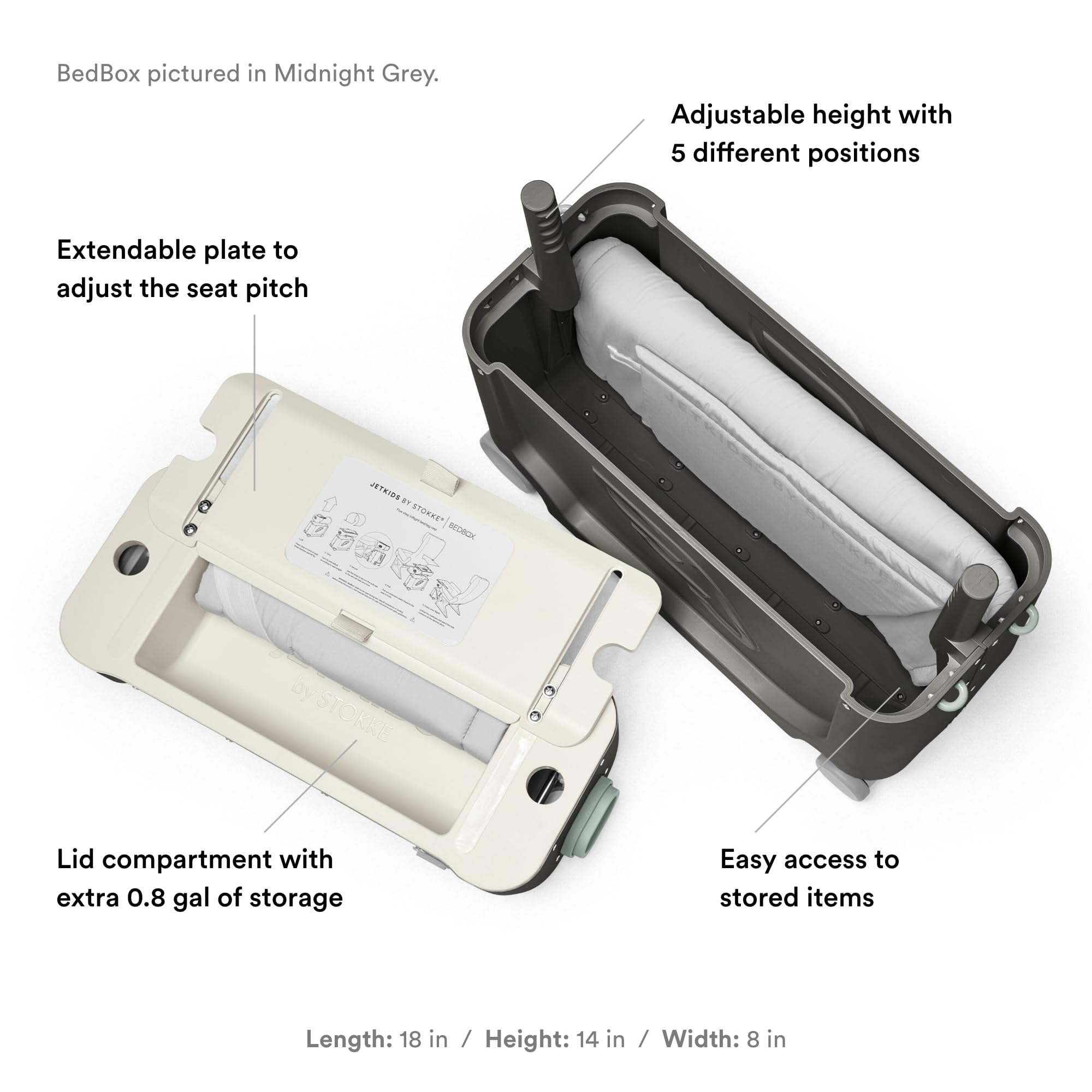 Stokke JetKids BedBox, Rosa Coral - Maleta para Niños de 2 - Imagen 4