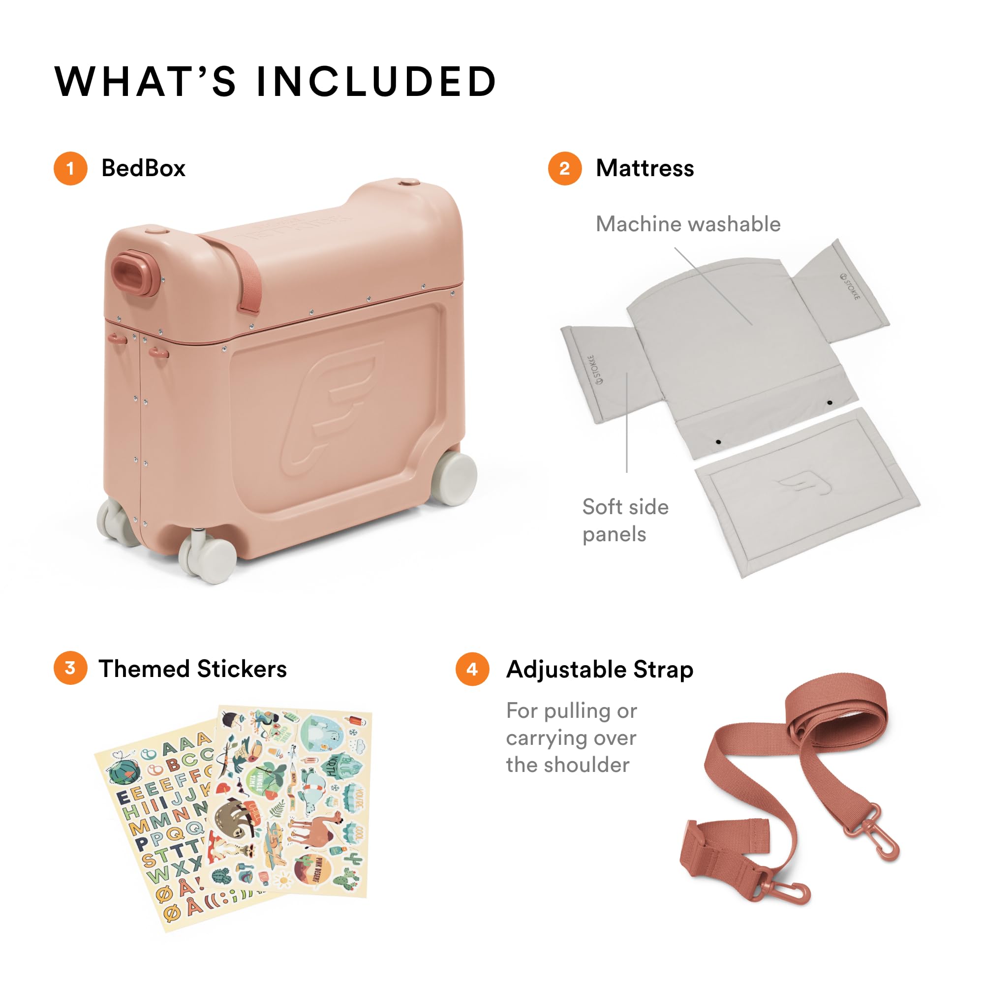 Stokke JetKids BedBox, Rosa Coral - Maleta para Niños de 2 - Imagen 6