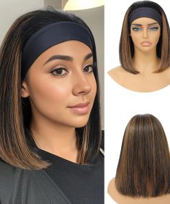 XCHJH Pelucas de Diadema Recta para Mujeres Negras Peluca