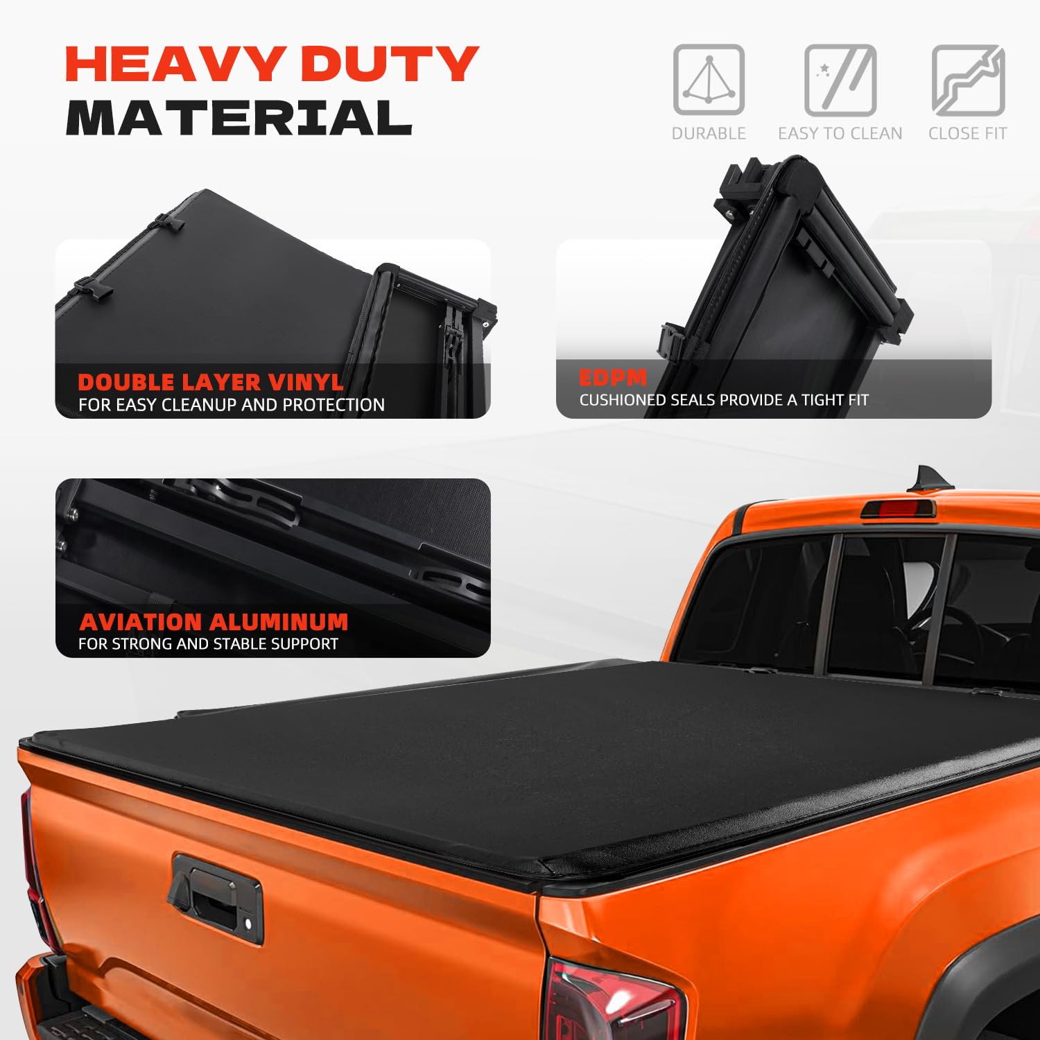 Cubierta de cama de camioneta blanda de tres pliegues - Imagen 4