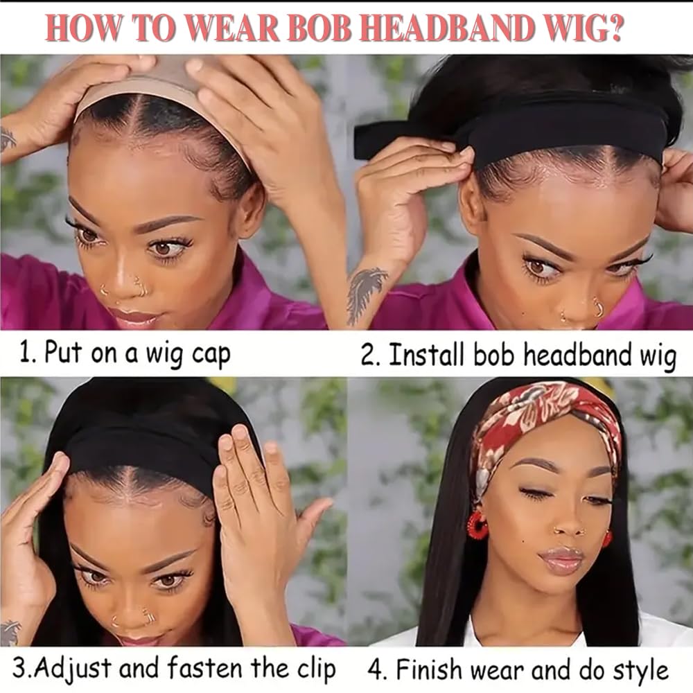 Pelucas de Banda para Cabeza de Cabello Humano XCHJH, Bob - Imagen 9