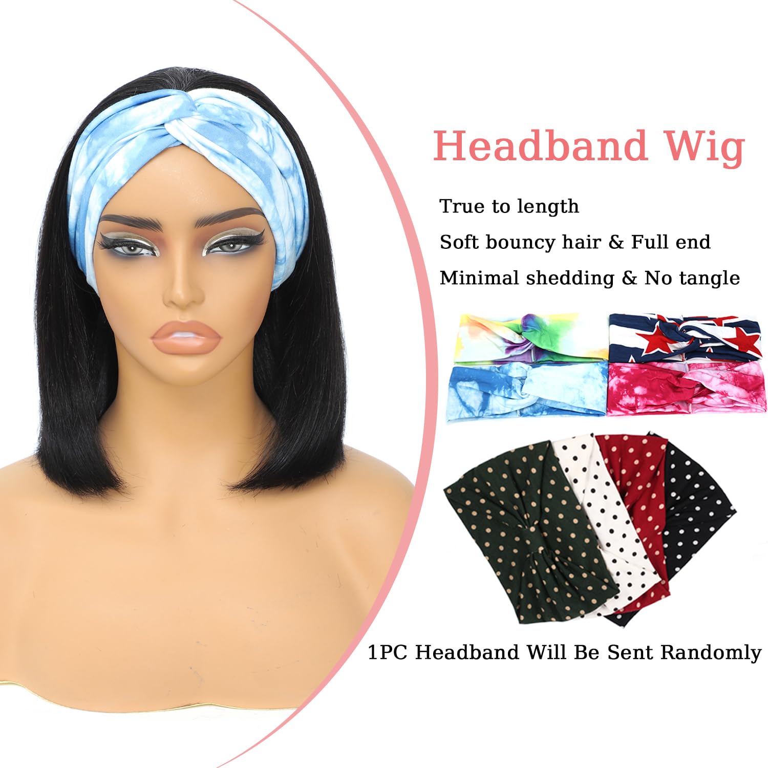 Pelucas de Banda para Cabeza de Cabello Humano XCHJH, Bob - Imagen 8