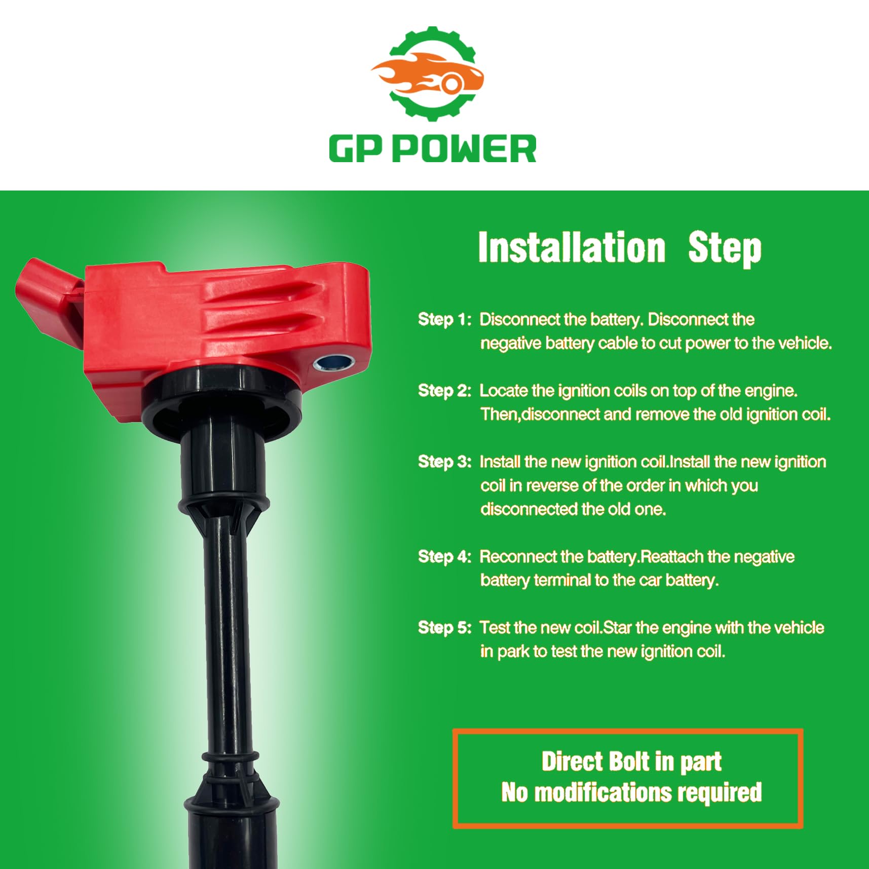 Conjunto de 4 bobinas de encendido de alto rendimiento GP - Imagen 8