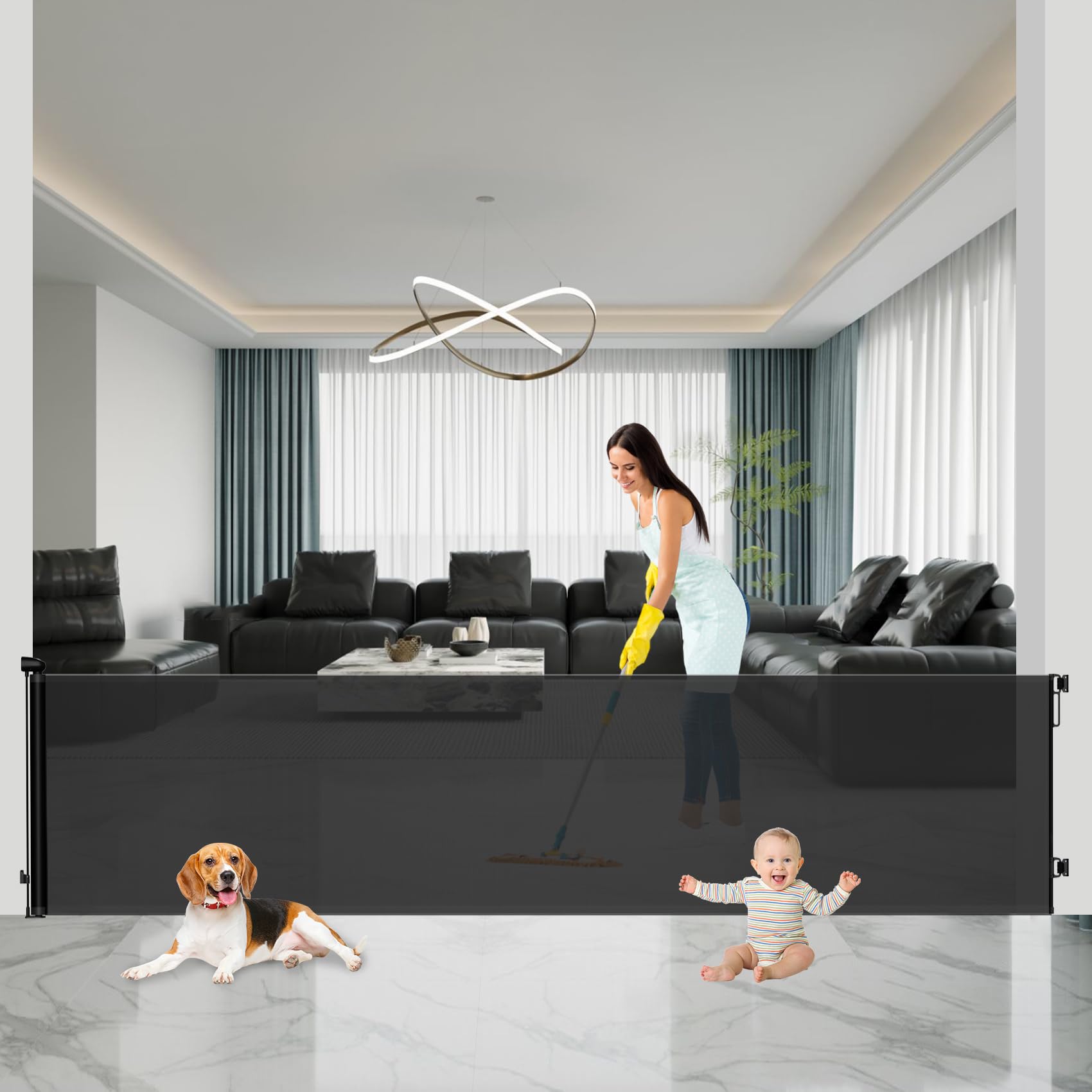 Puerta de Bebé Retráctil Darella de 118 Pulgadas - Puerta