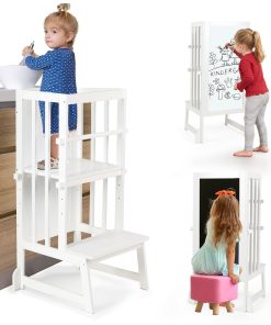 Taburete escalón ajustable en altura para niños, estructura