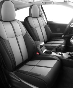 Cubiertas de asiento de cuero LINGVIDO para -Negro-Gris-A