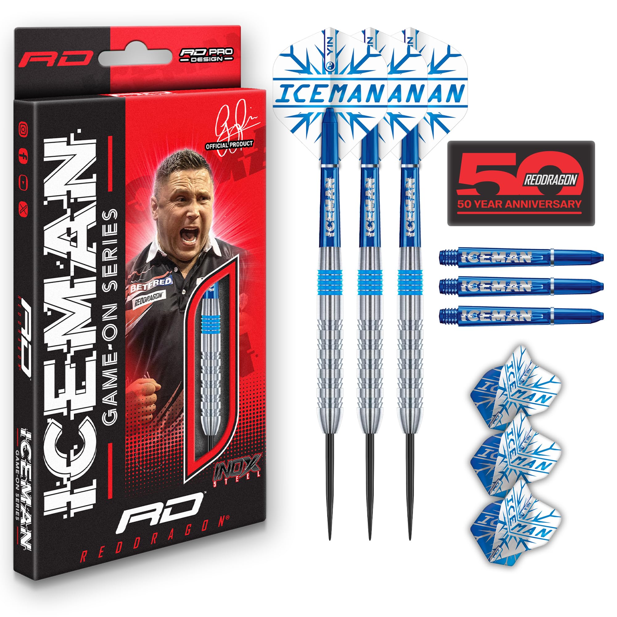 Set de Dardos de Punta de Acero RED DRAGON Gerwyn Iceman