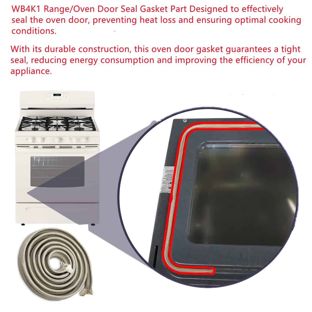 Sello de puerta de horno Mengfan Upgrade WB4K1 de repuesto - Imagen 5