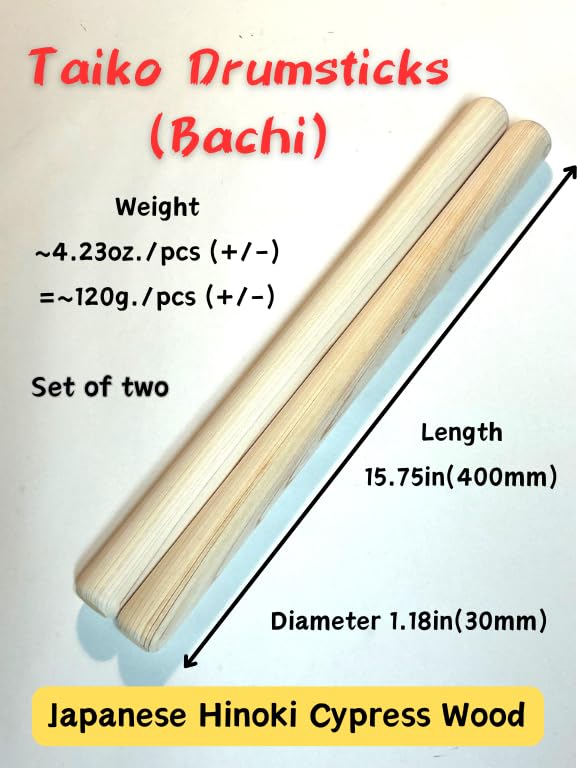Baquetas de Taiko (Bachi) de MADERA KAWAI (30mm x 400mm / - Imagen 3