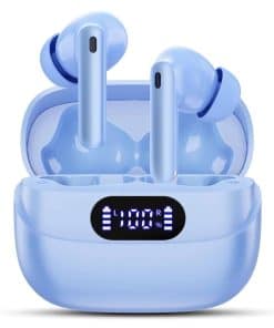 TUMJUN Auriculares Inalámbricos, 42H Tiempo de -Azul Cielo