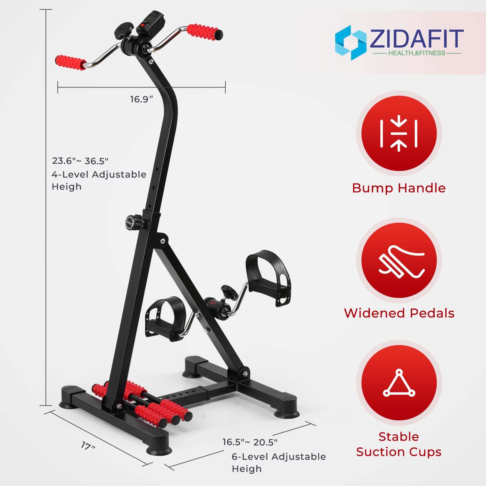 Bicicleta Ejercitadora de Pedales Ajustable ZIDAFIT para - Imagen 3