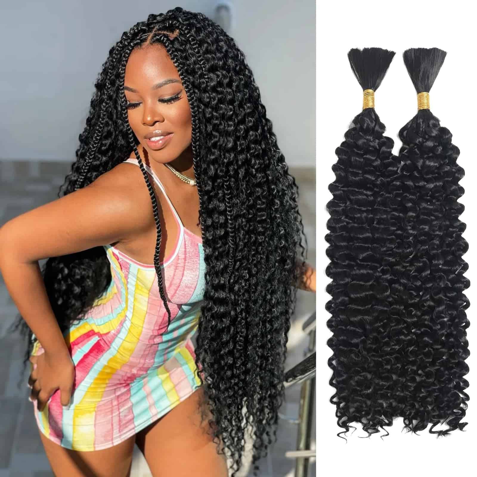 Cabello Humano Boho para Trenzas - Trenzas Rizadas Sin