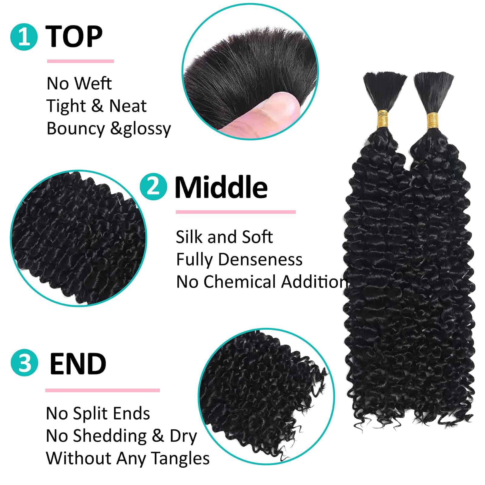 Cabello Humano Boho para Trenzas - Trenzas Rizadas Sin - Imagen 3