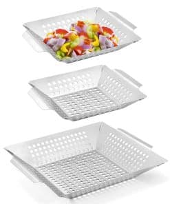 Juego de 3 cestas de parrilla QWORK, cestas de parrilla de