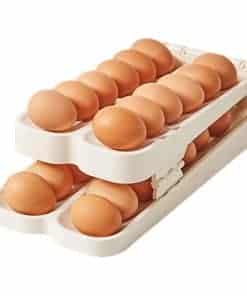 Organizador de huevos para nevera autoenrollable espesado -