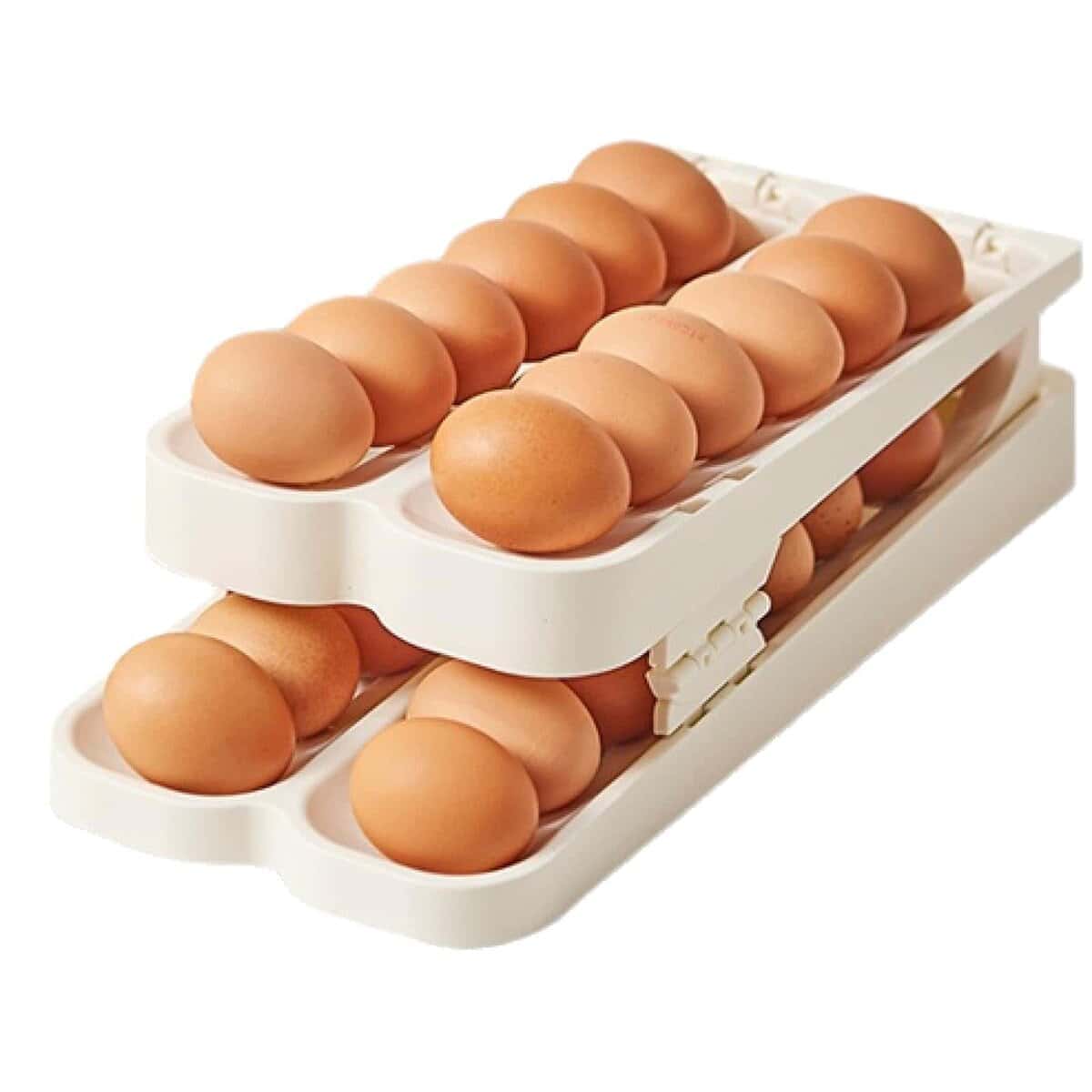 Organizador de huevos para nevera autoenrollable espesado -