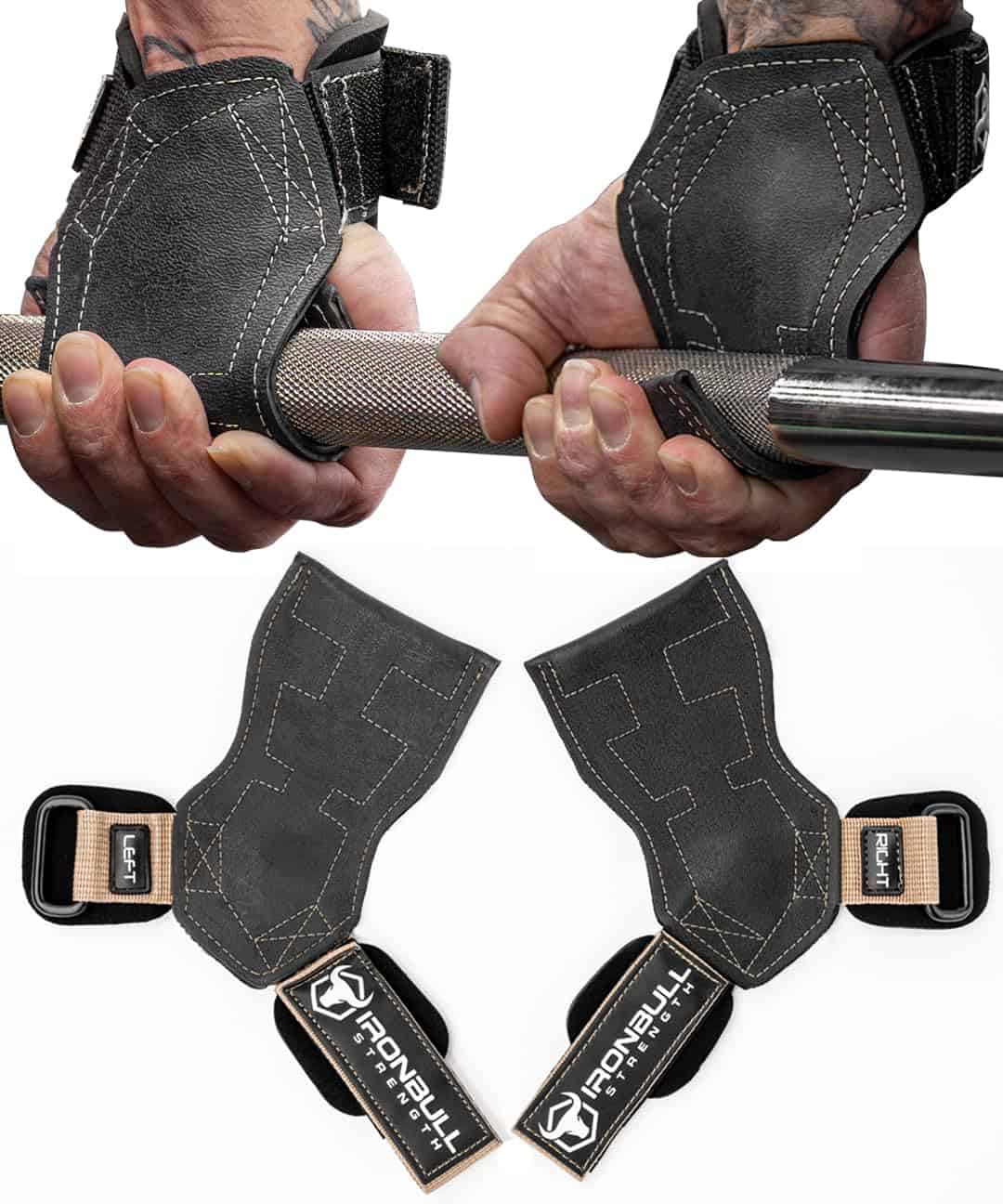 Agarres para Levantamiento de Pesas con -Negro/Marrón