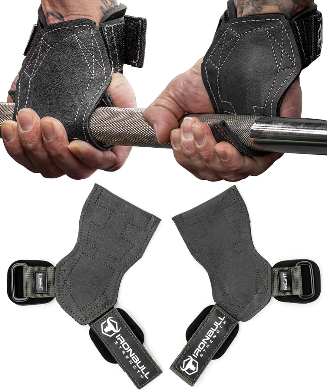 Agarres de Levantamiento de Pesas con -Negro/Verde