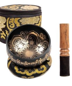 Set de Cuenco Tibetano - 4" Fácil de Tocar -Negro con Caja