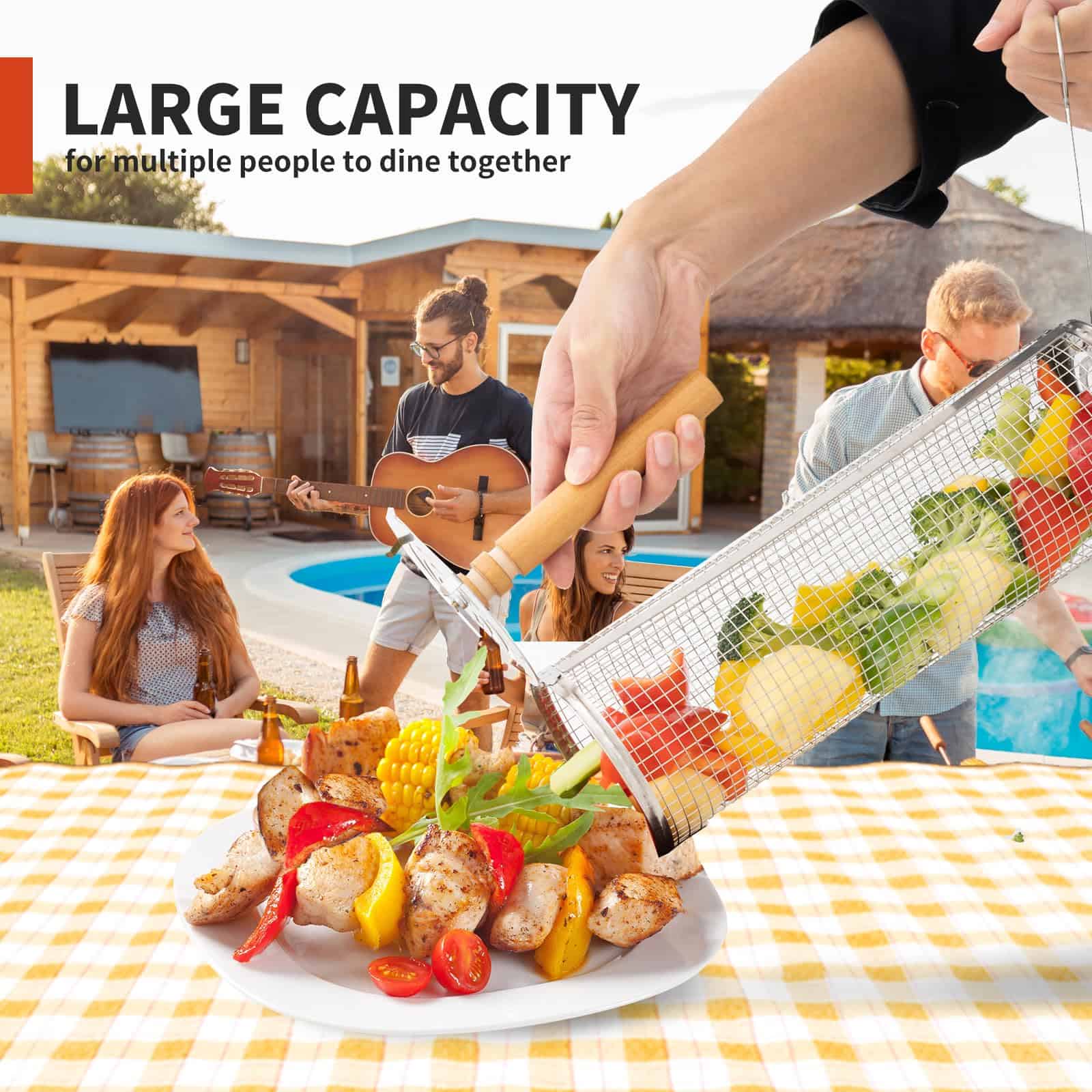 Juegos de Cestas de Parrilla Rodantes Apilables 2PCS, - Imagen 6