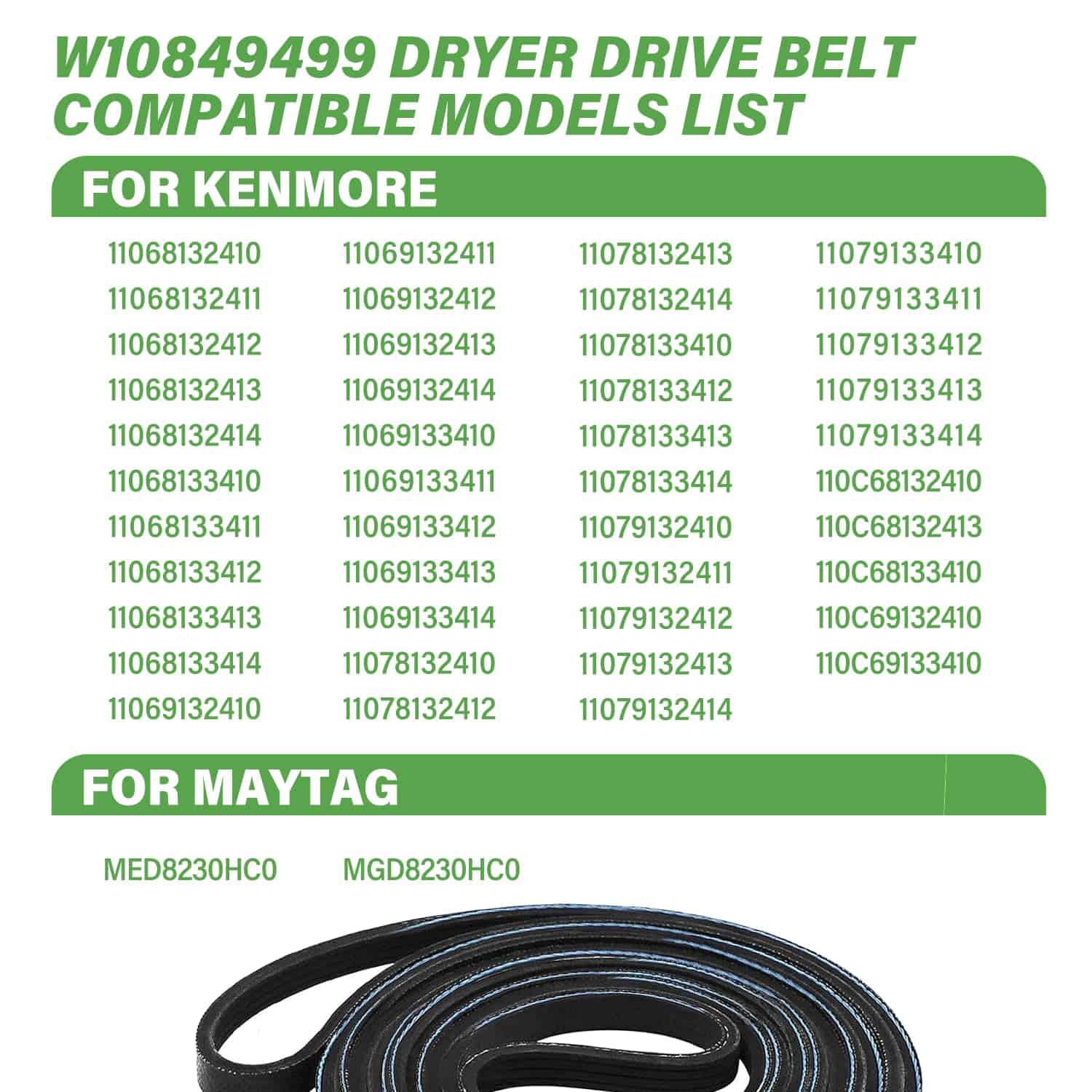 W10849499 Correa de Transmisión para Secadora Compatible - Imagen 8