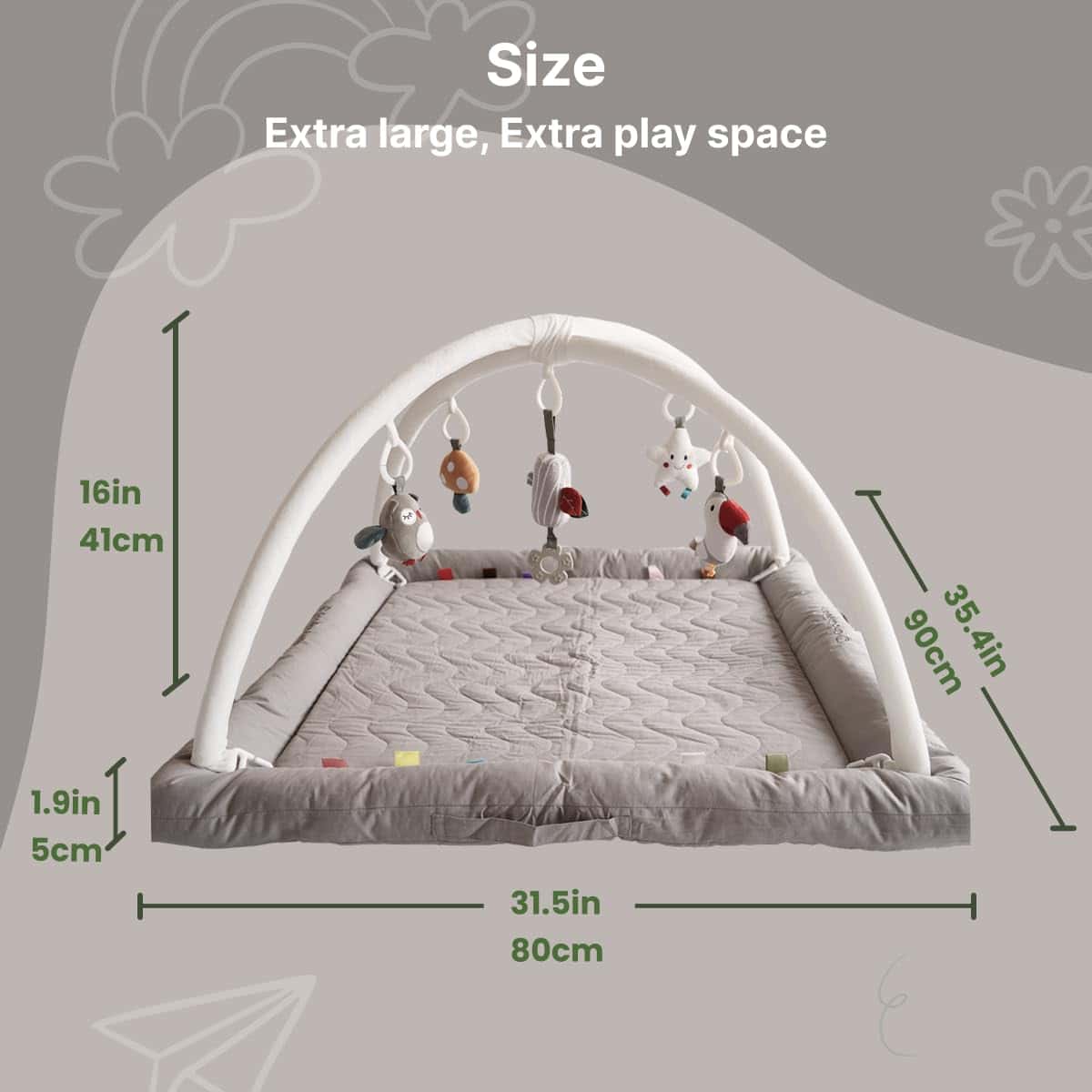 Tapete de juego CoocooBaby con 5 juguetes sensoriales, - Imagen 5