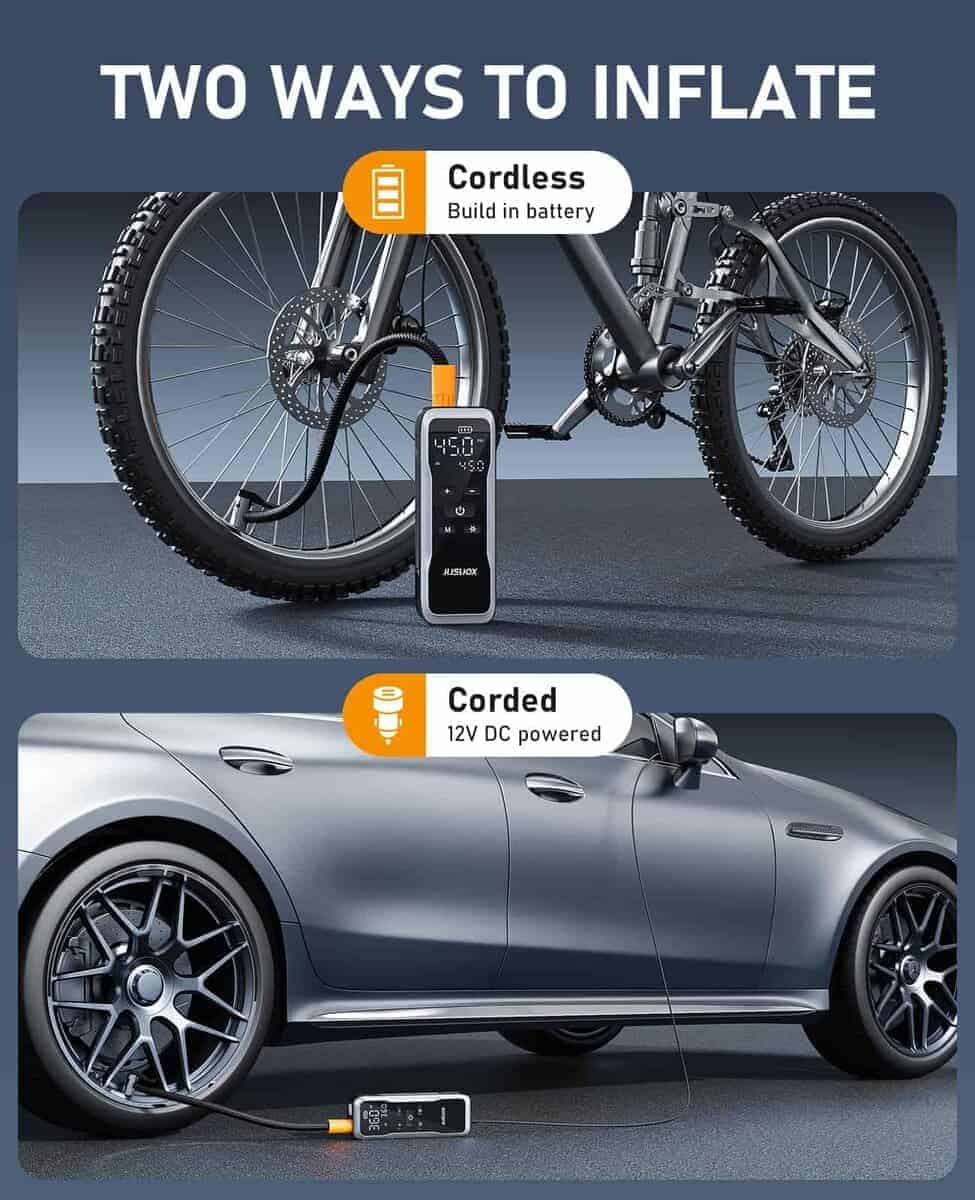 Inflador de neumáticos portátil JUSUOX, Compresor de aire, - Imagen 4