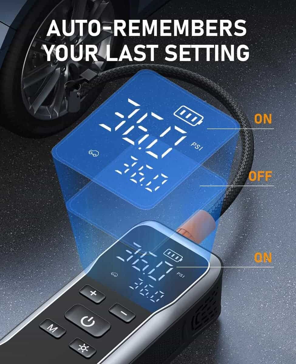 Inflador de neumáticos portátil JUSUOX, Compresor de aire, - Imagen 7