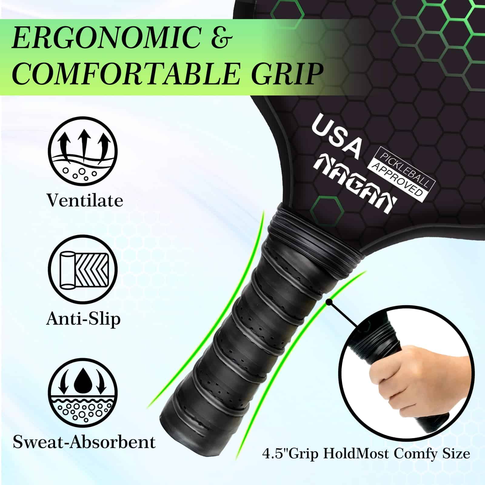 Set de 2 paletas de pickleball NAGAN aprobadas por USAPA - Imagen 6