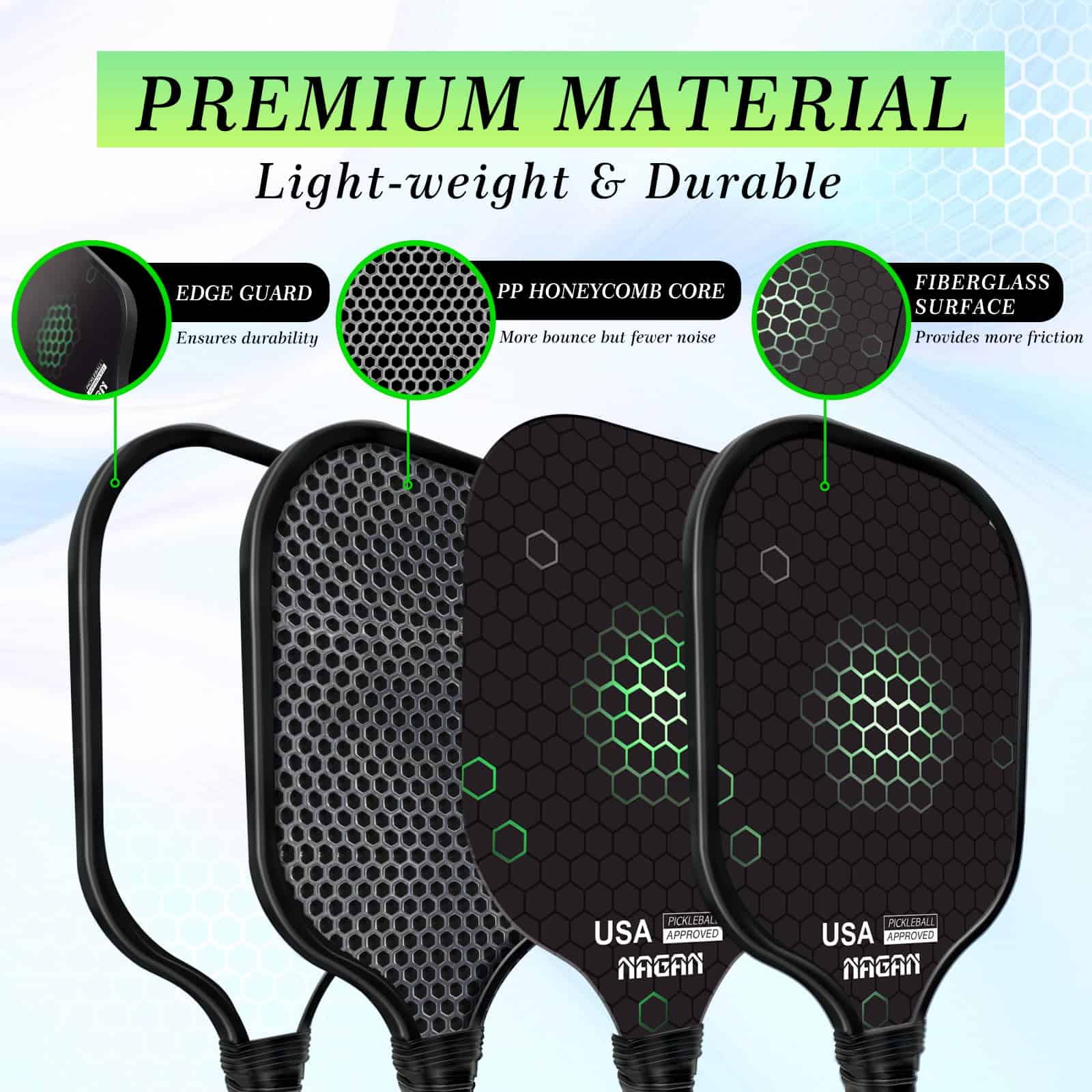 Set de 2 paletas de pickleball NAGAN aprobadas por USAPA - Imagen 5