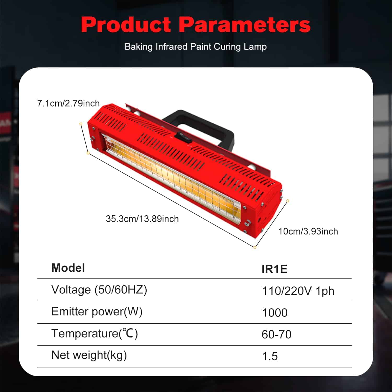 Lámpara de Curado de Pintura Infrarroja - 1000w Lámpara - Imagen 8