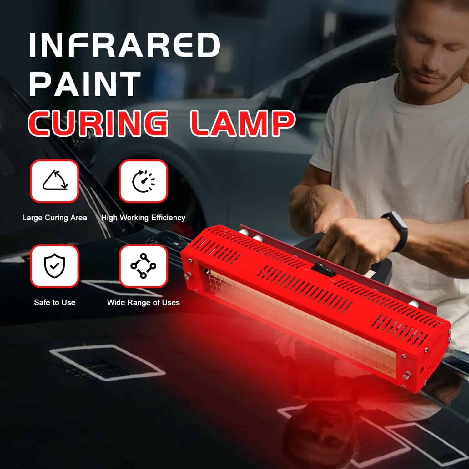 Lámpara de Curado de Pintura Infrarroja - 1000w Lámpara - Imagen 3