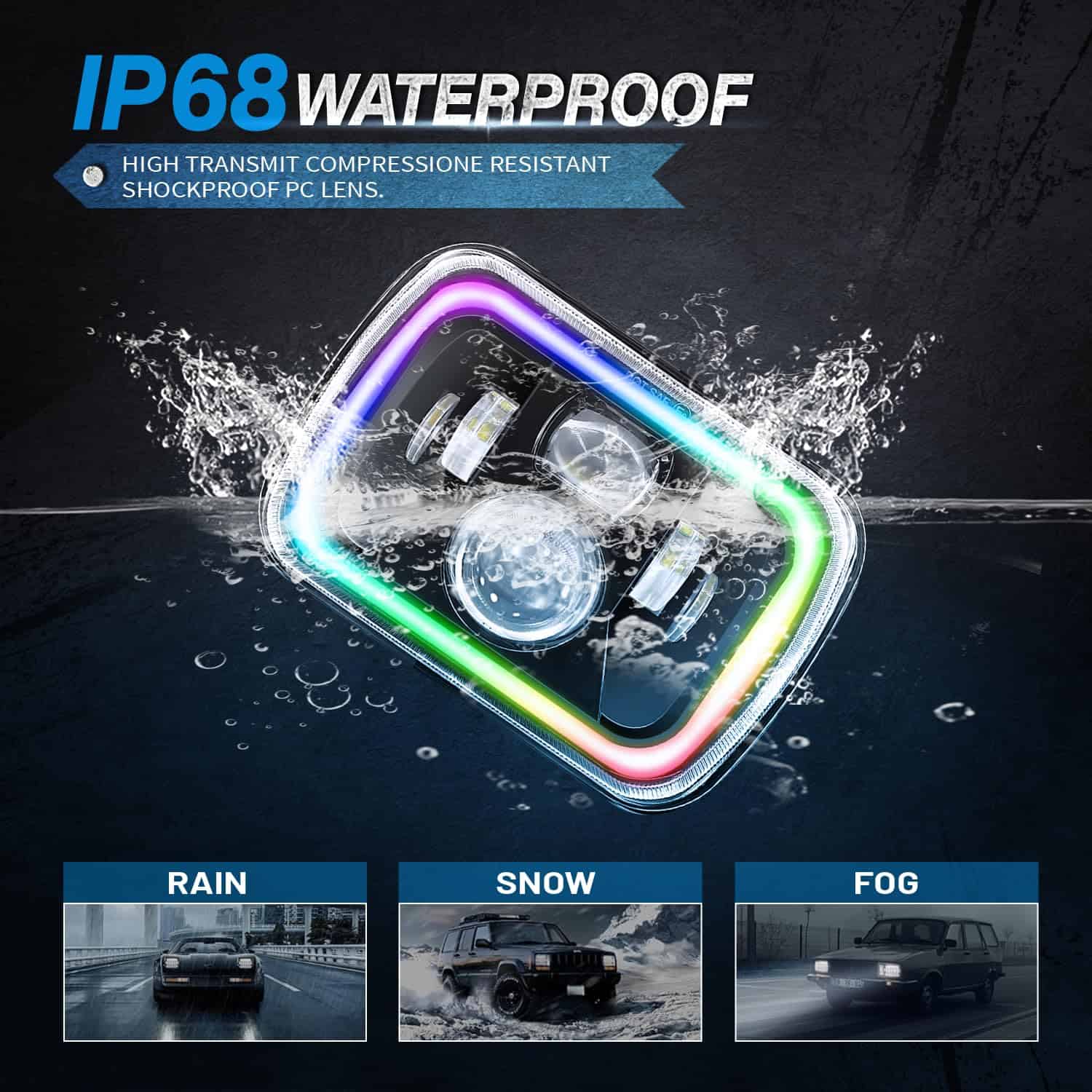 JHLion Upgraded NEW 1000% Bright RGB 5x7 Faros LED con DRL - Imagen 8