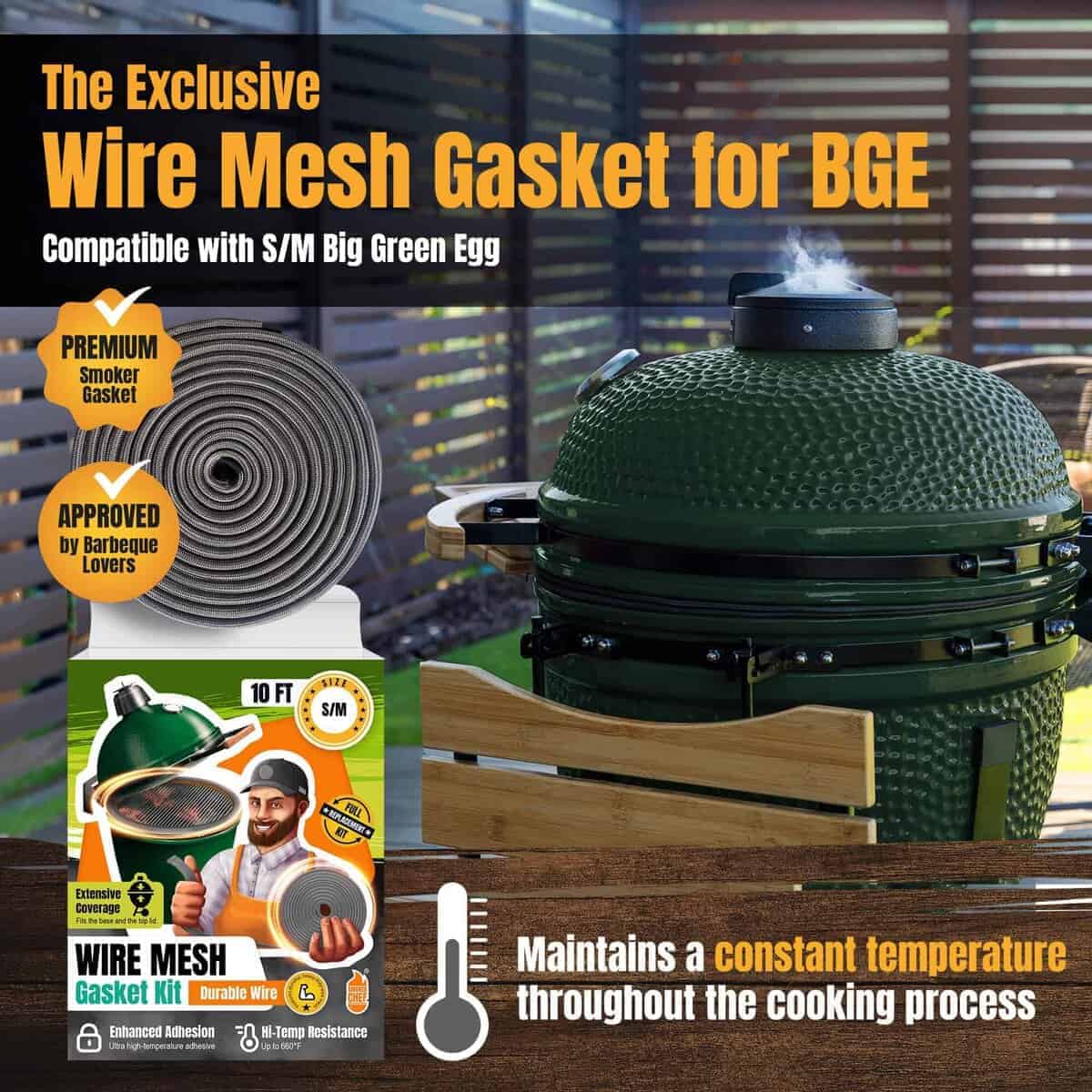 Sustitución de junta para Big Green Egg S/M - 10 FT Junta - Imagen 7