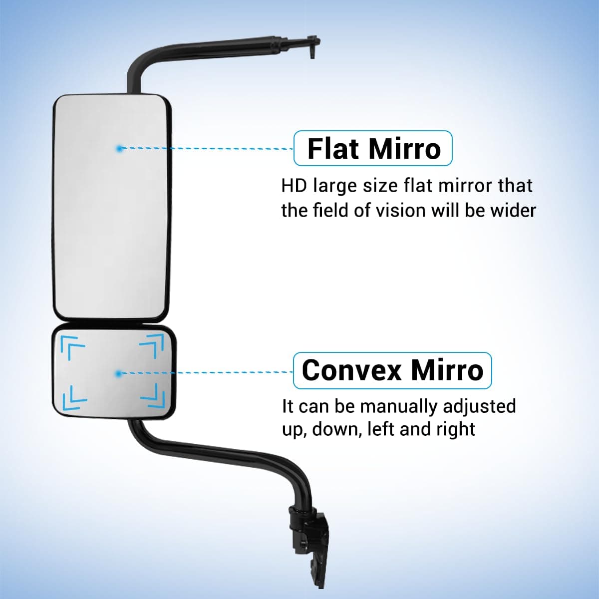 Espejo de puerta negro para camiones semirremolque Hino 238 - Imagen 7