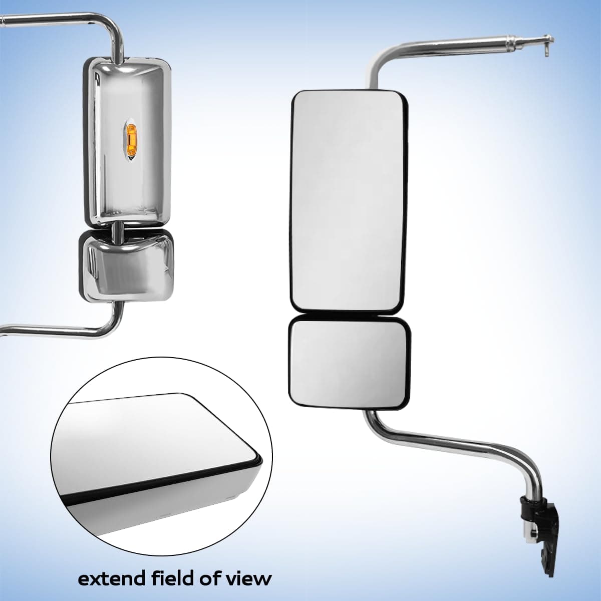 Espejo de puerta cromado con luz de señal, espejos - Imagen 3