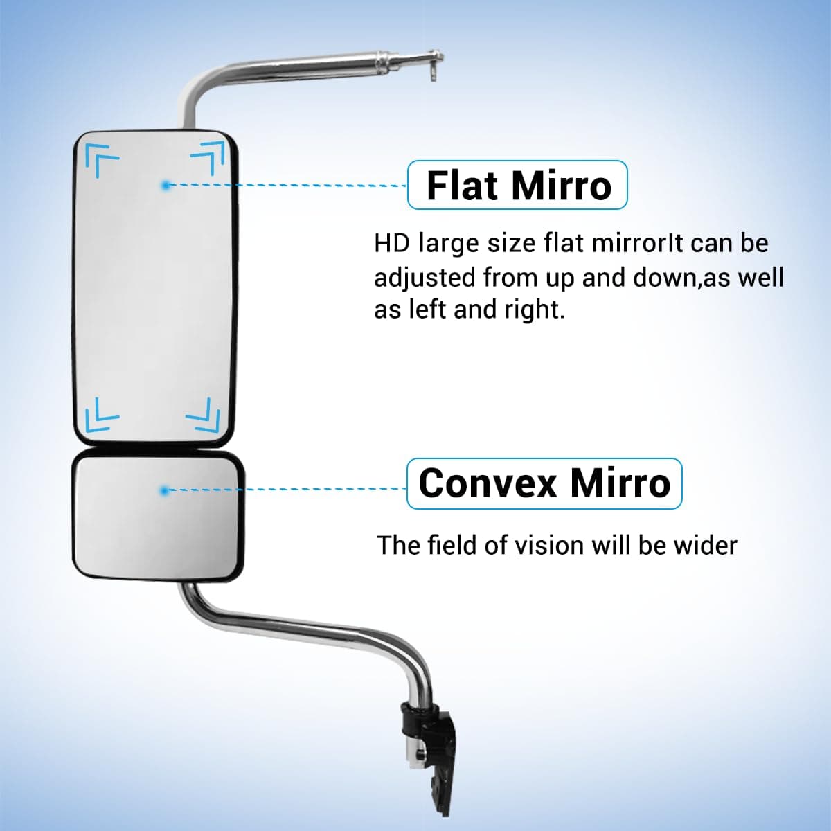 Espejo de puerta cromado con luz de señal, espejos - Imagen 7