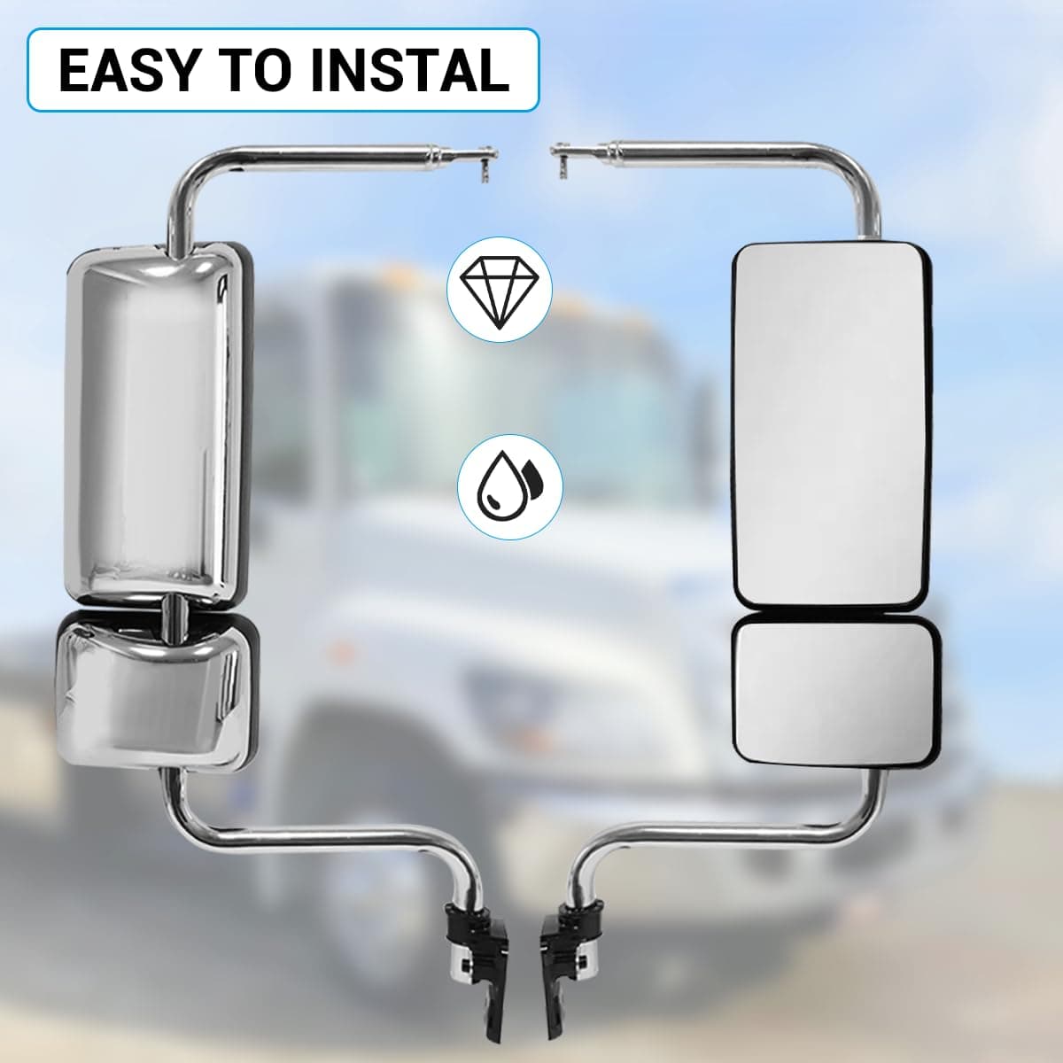 Espejo de puerta cromado con luz de señal, espejos - Imagen 6