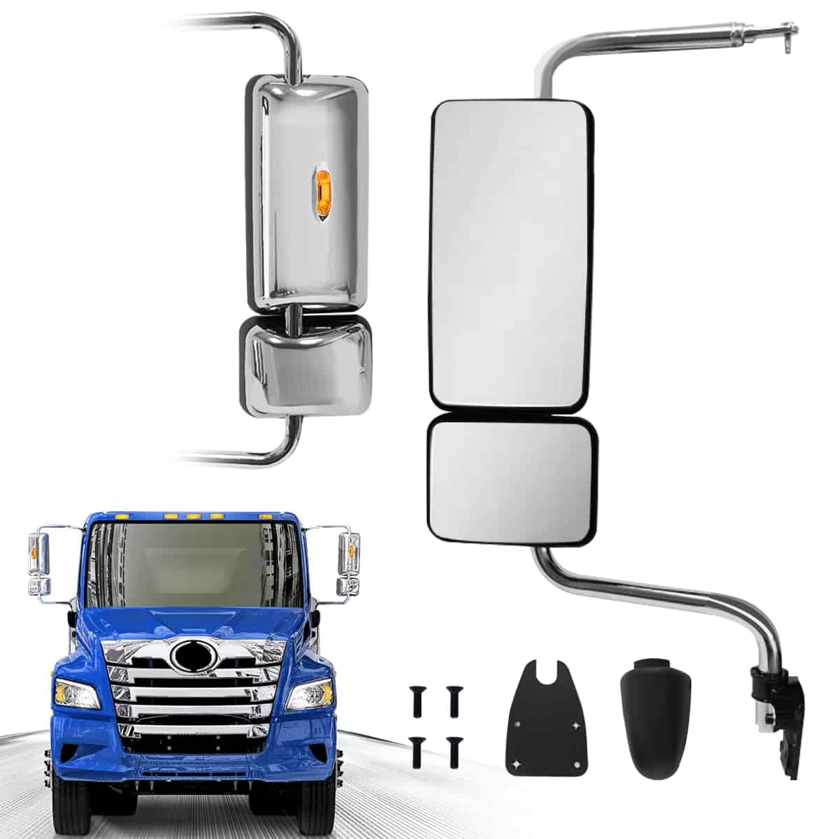 Espejo de puerta cromado con luz de señal, espejos