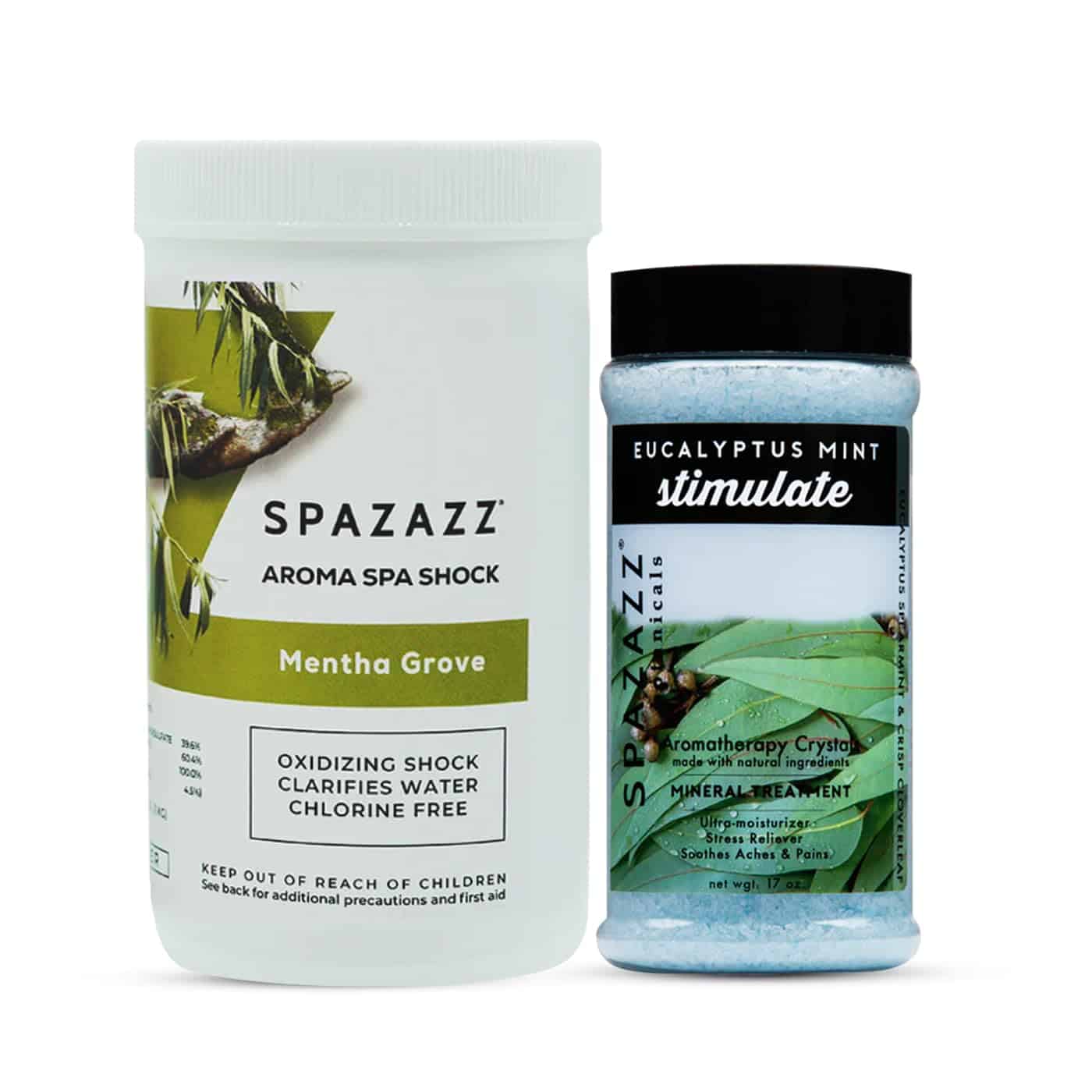 Paquete de Spazazz Mentha Grove Spa Shock 35 Oz y Eucalipto