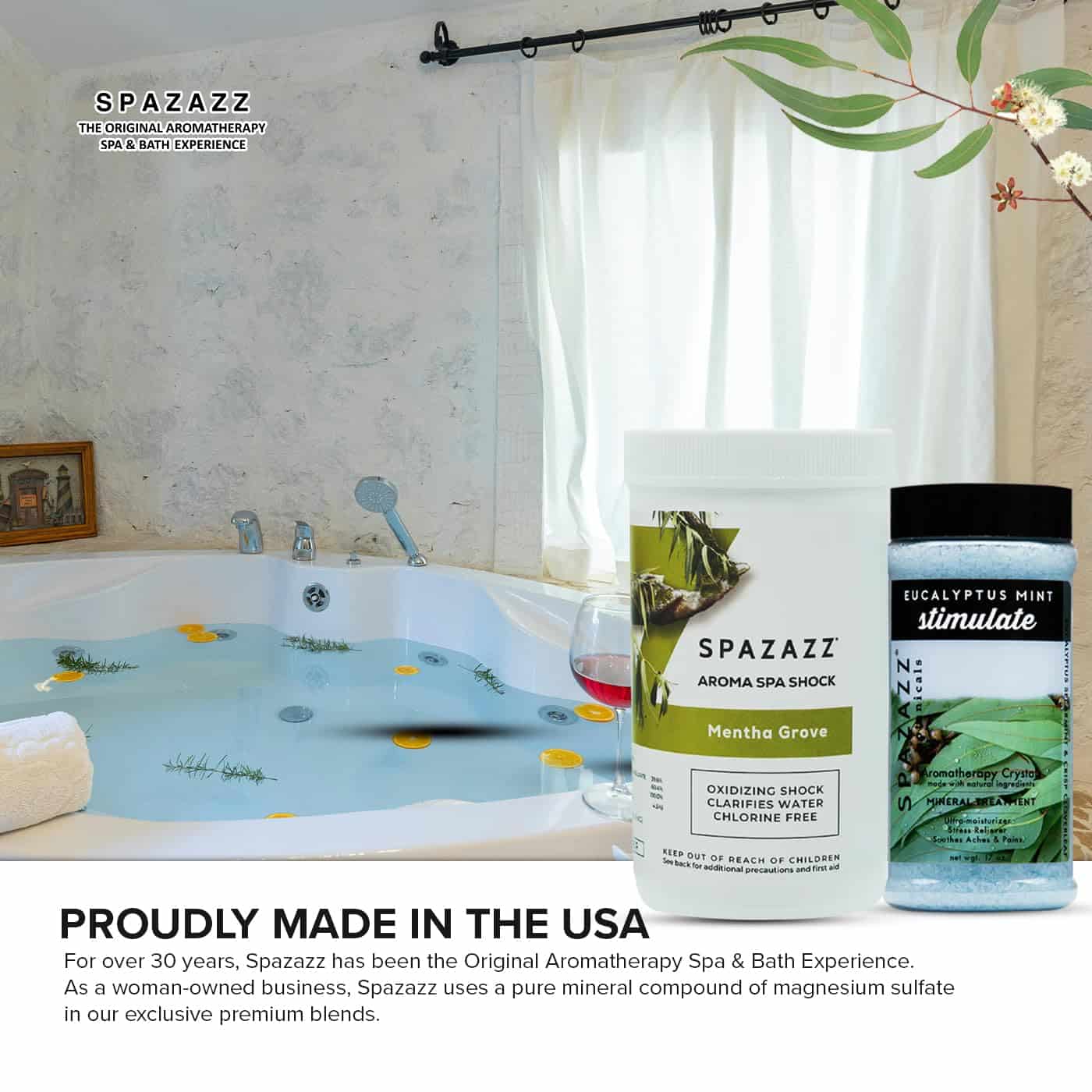 Paquete de Spazazz Mentha Grove Spa Shock 35 Oz y Eucalipto - Imagen 7