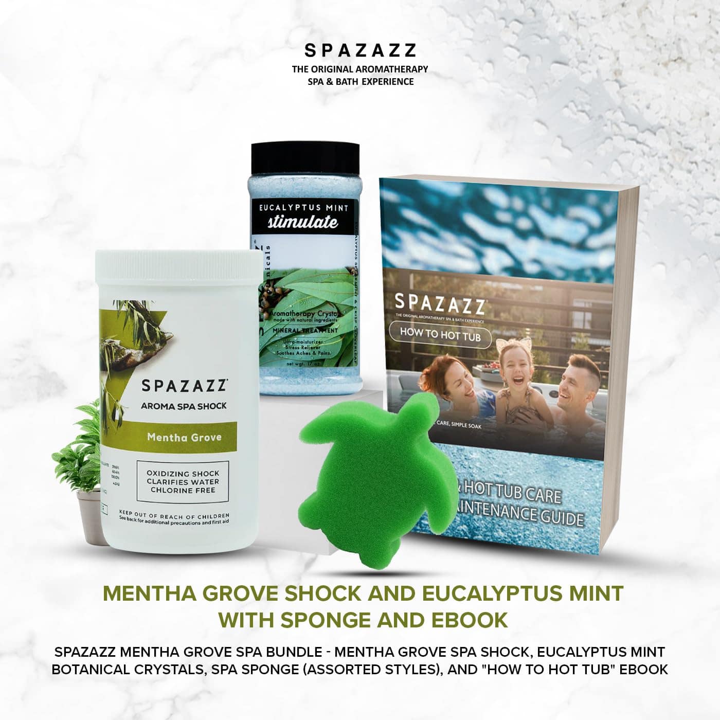 Paquete de Spazazz Mentha Grove Spa Shock 35 Oz y Eucalipto - Imagen 3